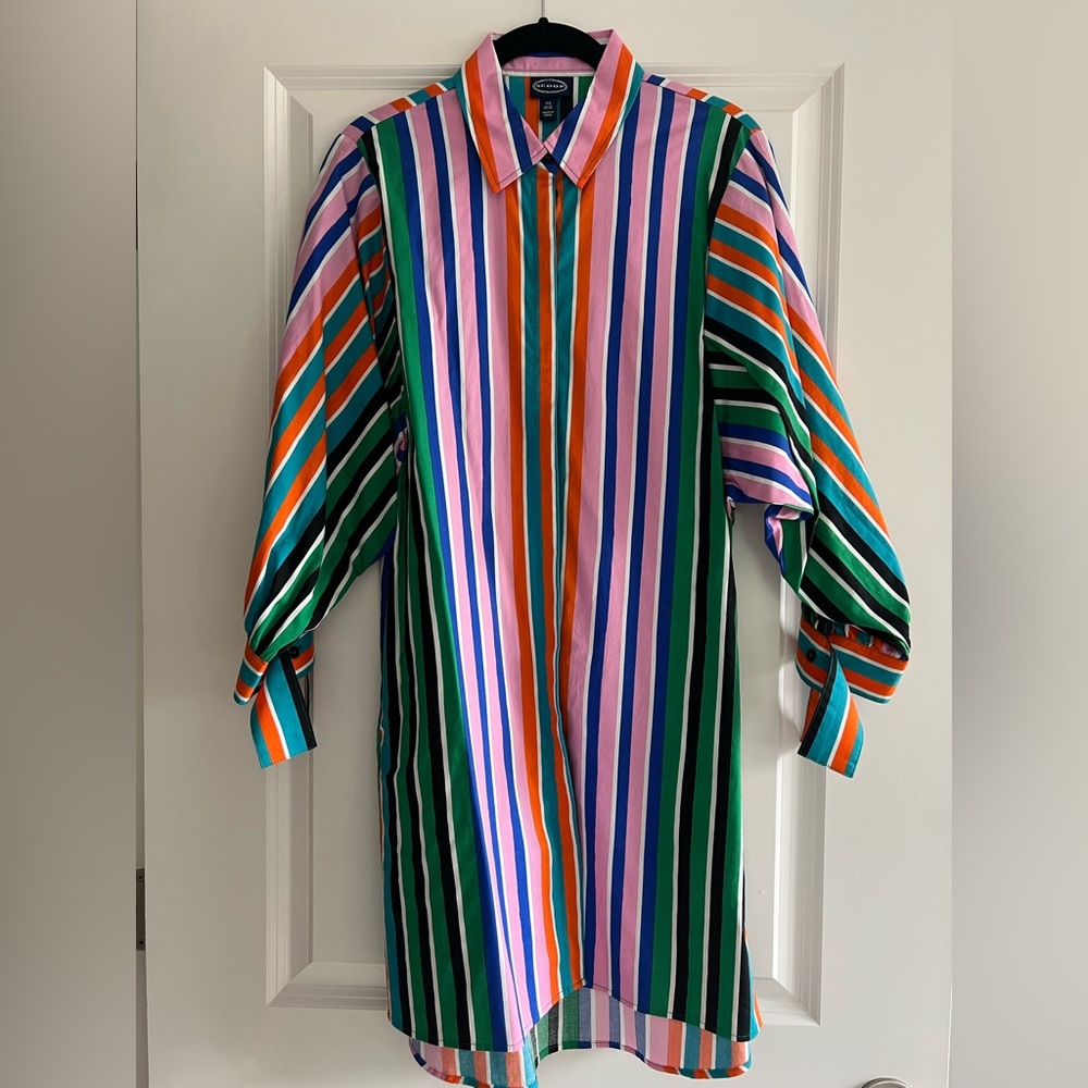 Colorful Striped Shirt Dress